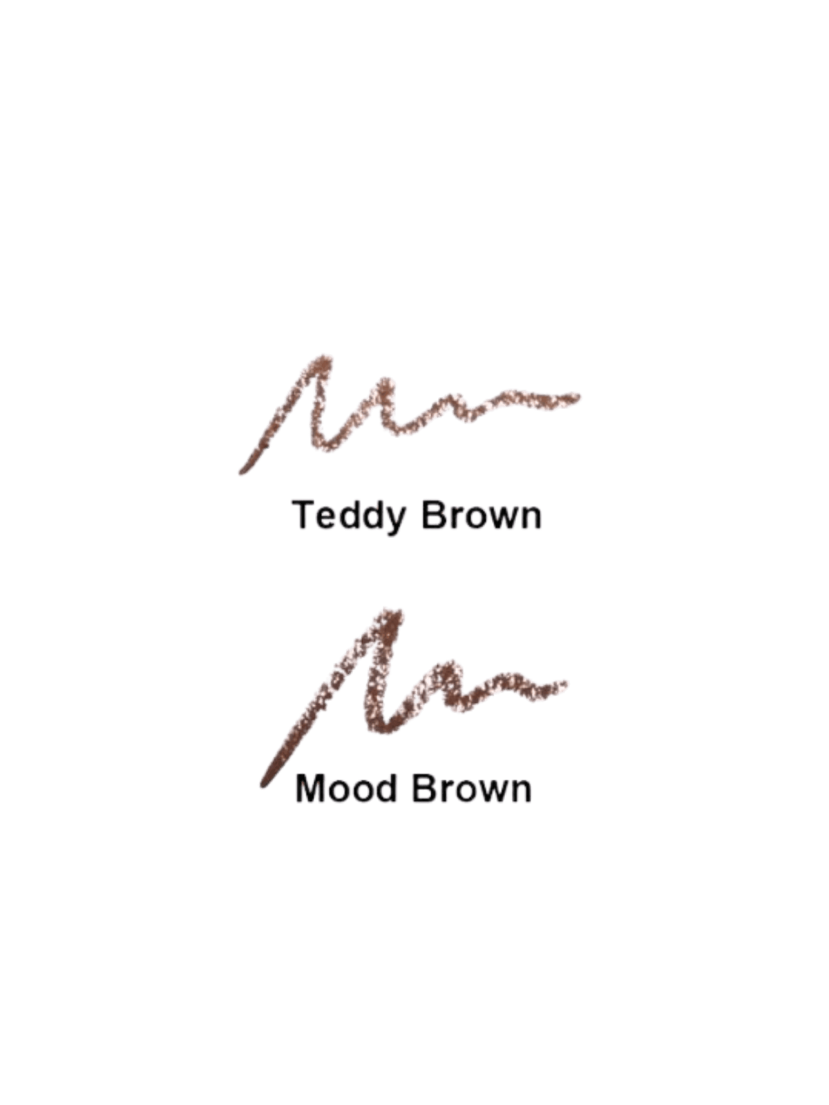 Farben eines Eyeliners der Marke MISSHA in der Farbe Teddy Brown und Mood Brown